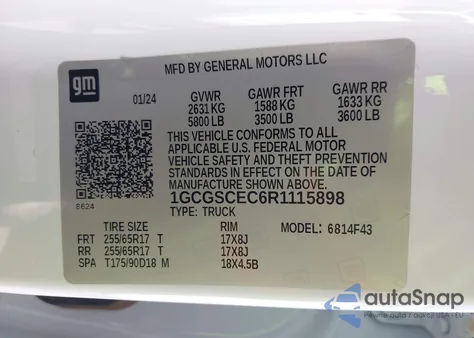 2024 Chevrolet Colorado 2Wd Lt from USA, damaged, VIN 1GCGSCEC6R1115898